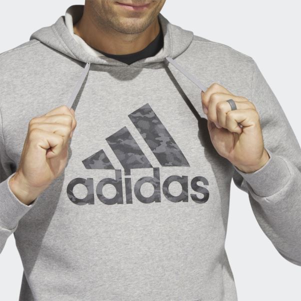 Sweat à Capuche Camouflage Sportswear Adidas Gris Moyen