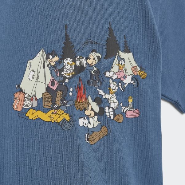 Tee Shirt Disney Mickey Et Ses Amis Altéré Bleu Adidas