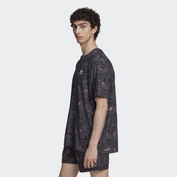 T-shirt Adidas Rekive Noir Imprimé Trèfle Sur L'ensemble