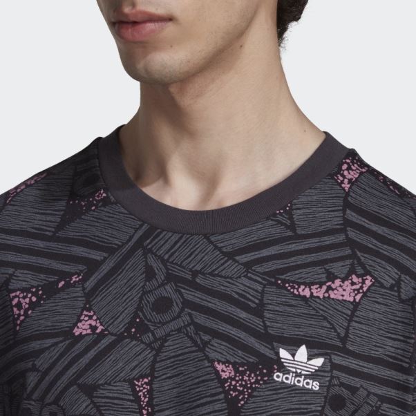 T-shirt Adidas Rekive Noir Imprimé Trèfle Sur L'ensemble