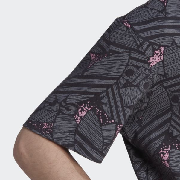 T-shirt Adidas Rekive Noir Imprimé Trèfle Sur L'ensemble