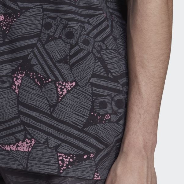 T-shirt Adidas Rekive Noir Imprimé Trèfle Sur L'ensemble
