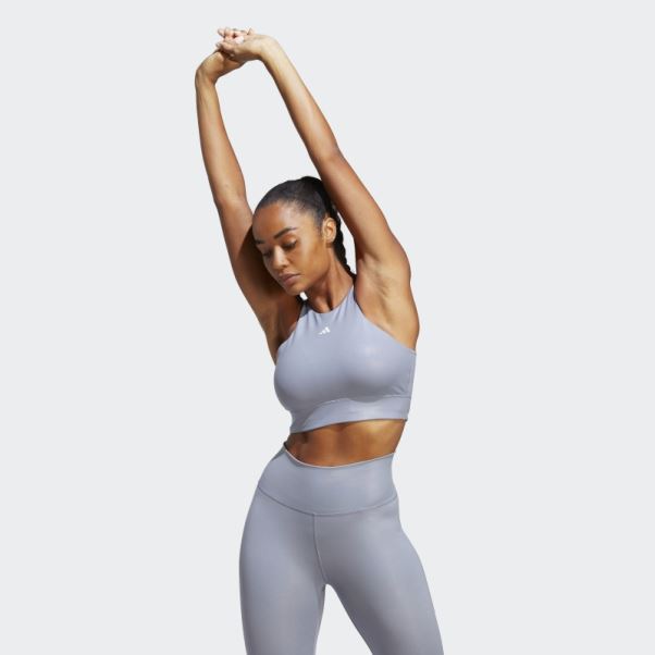 Soutien-gorge Long à Maintien Moyen Powerimpact Training Violet Argent Adidas