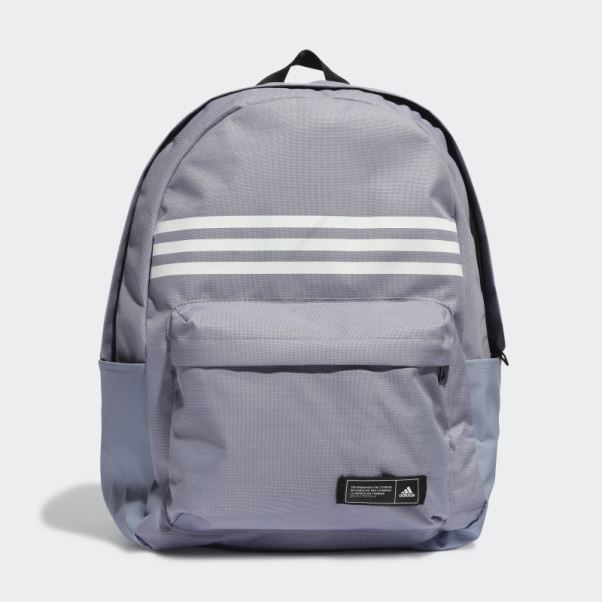 Sac à Dos Horizontal Classique à 3 Bandes Adidas Argent Violet