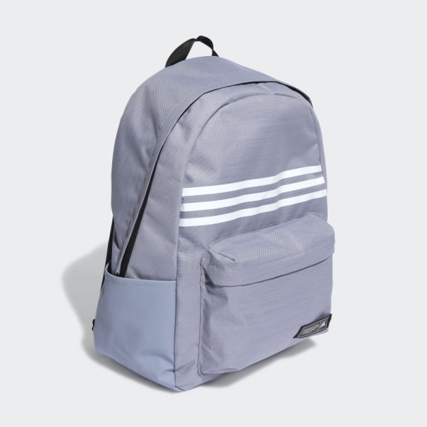Sac à Dos Horizontal Classique à 3 Bandes Adidas Argent Violet
