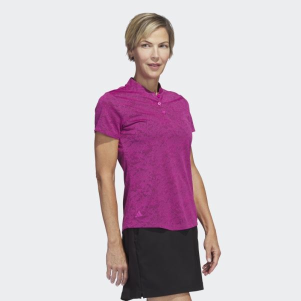 Adidas Polo De Golf En Jacquard Fuchsia