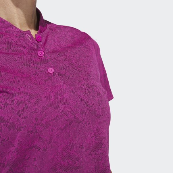 Adidas Polo De Golf En Jacquard Fuchsia