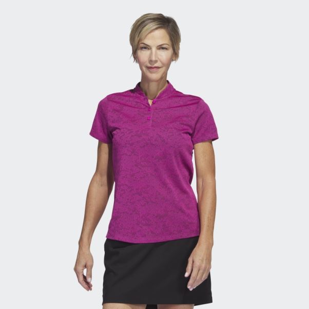 Polo De Golf En Jacquard Adidas Fuchsia