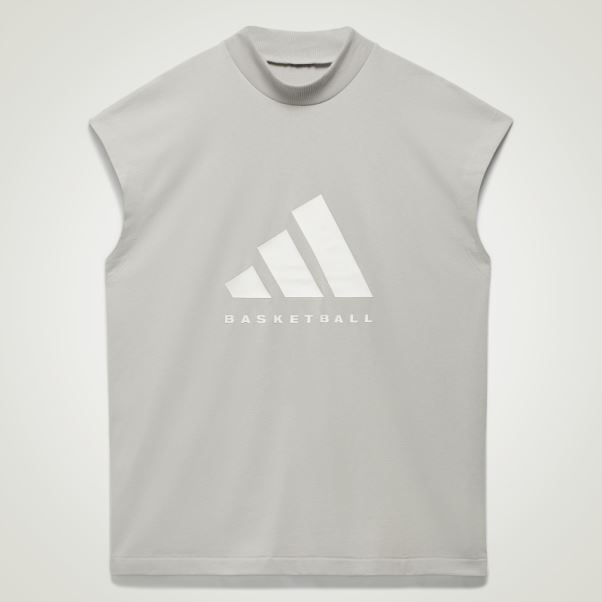 T-shirt Sans Manches Adidas Basketball Gris Métallisé