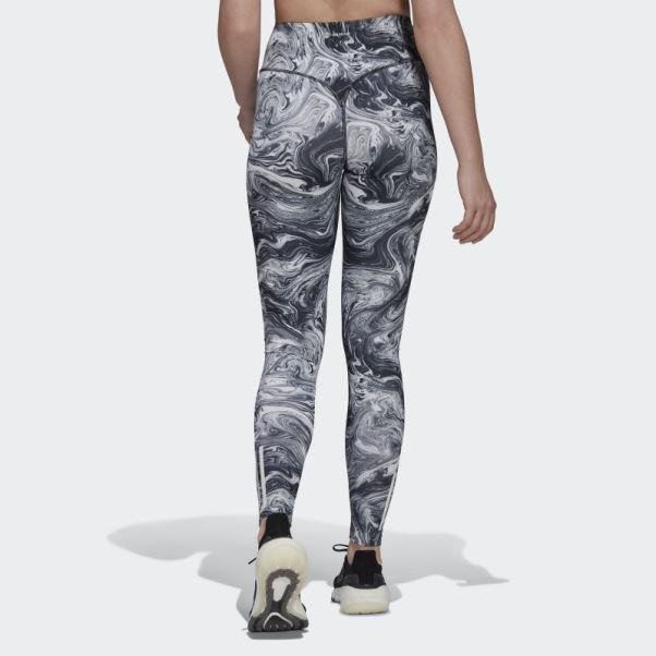 Collant D'entraînement Taille Haute à Imprimé Marbré Hyperglam Aeroready Multicolore Adidas