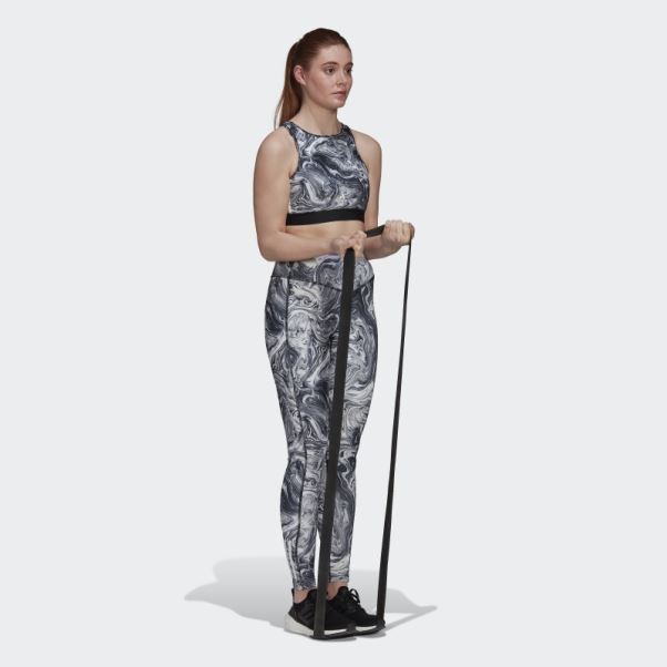 Collant D'entraînement Taille Haute à Imprimé Marbré Hyperglam Aeroready Multicolore Adidas