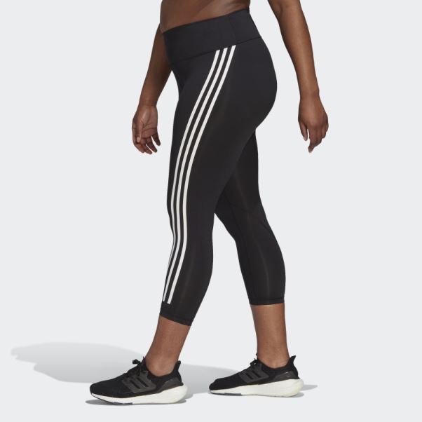 Legging Optime Trainicons Noir 3 Bandes 7/8 (grande Taille) Adidas