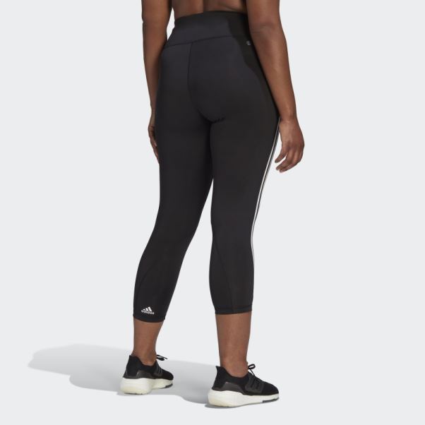 Legging Optime Trainicons Noir 3 Bandes 7/8 (grande Taille) Adidas
