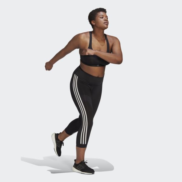 Legging Optime Trainicons Noir 3 Bandes 7/8 (grande Taille) Adidas