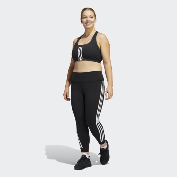 Legging Optime Trainicons Noir 3 Bandes 7/8 (grande Taille) Adidas