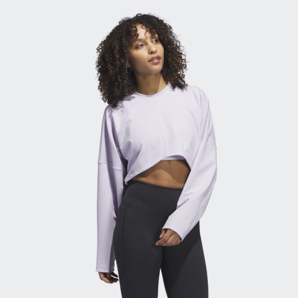 Adidas Silver Dawn Yoga Studio Crop Sweatshirt Mode
