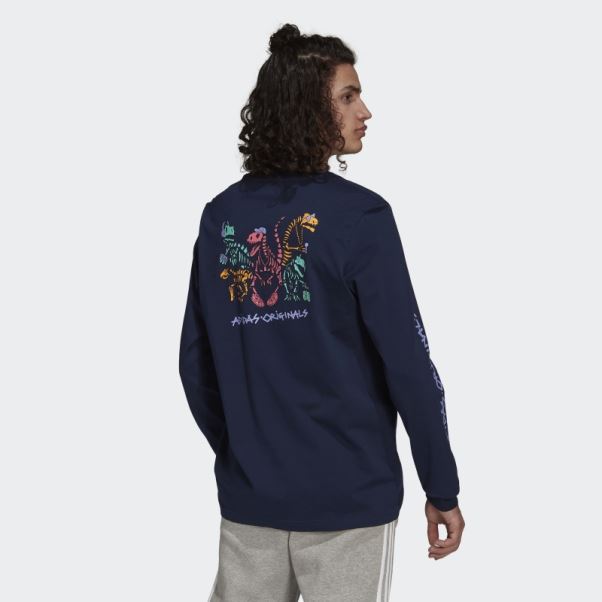 T-shirt Manches Longues Dino Rigolo Adidas Bleu Marine