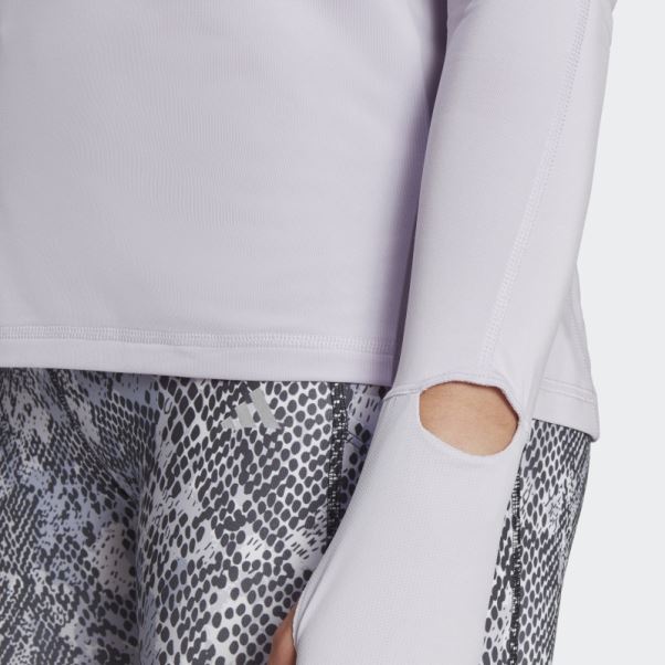 Adidas Haut à Manches Longues Demi-zip De Course Rapide Argent Aube Mode
