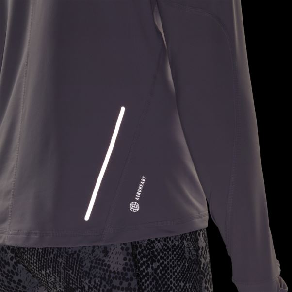 Adidas Haut à Manches Longues Demi-zip De Course Rapide Argent Aube Mode