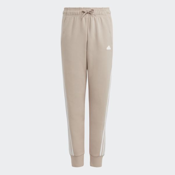 Pantalon En Coton à 3 Bandes Adidas Future Icons Taupe