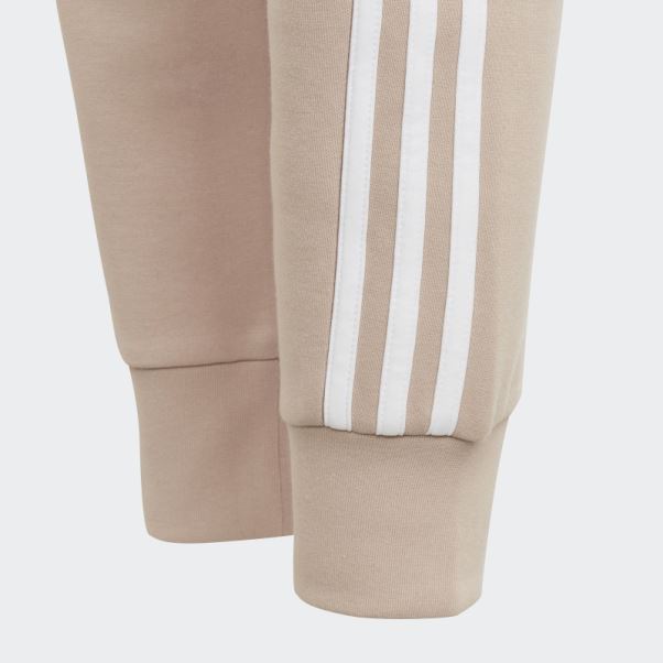 Pantalon En Coton à 3 Bandes Adidas Future Icons Taupe