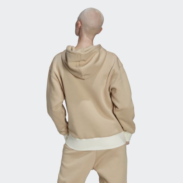 Sweat à Capuche Adidas Trèfle Graphique Brodé Beige