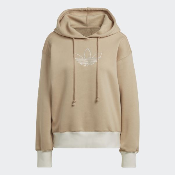 Sweat à Capuche Adidas Trèfle Graphique Brodé Beige