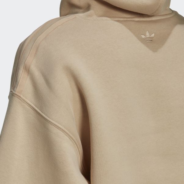 Sweat à Capuche Adidas Trèfle Graphique Brodé Beige