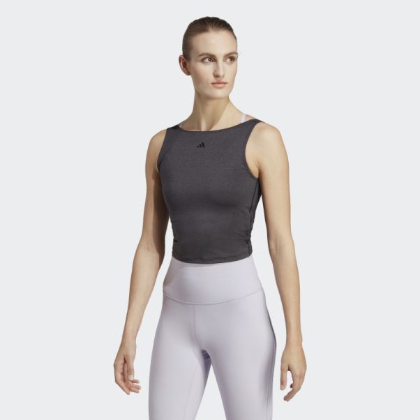 Débardeur Court Adidas Yoga Studio Noir
