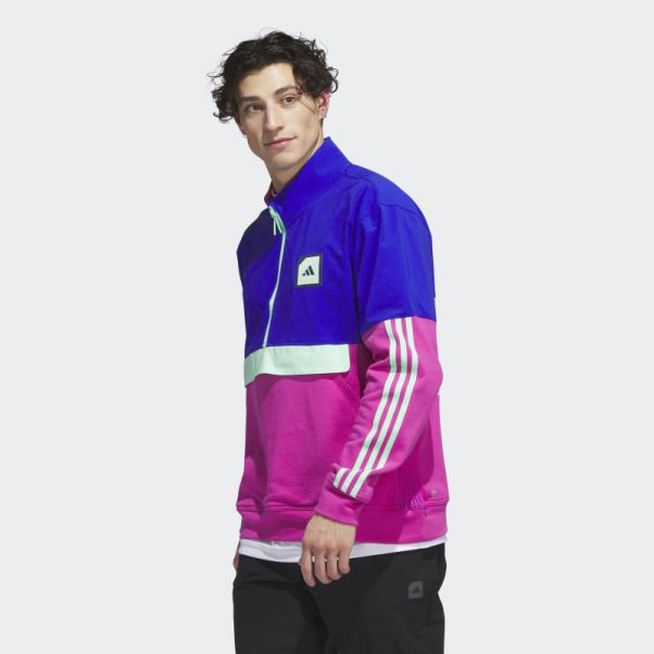 Anorak De Golf 1/2 Zip Adidas Adicross Bleu
