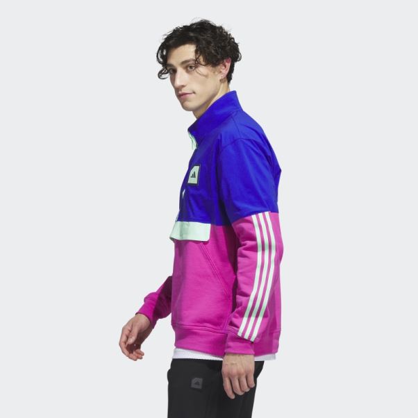 Anorak De Golf 1/2 Zip Adidas Adicross Bleu