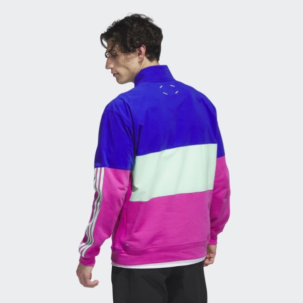 Anorak De Golf 1/2 Zip Adidas Adicross Bleu