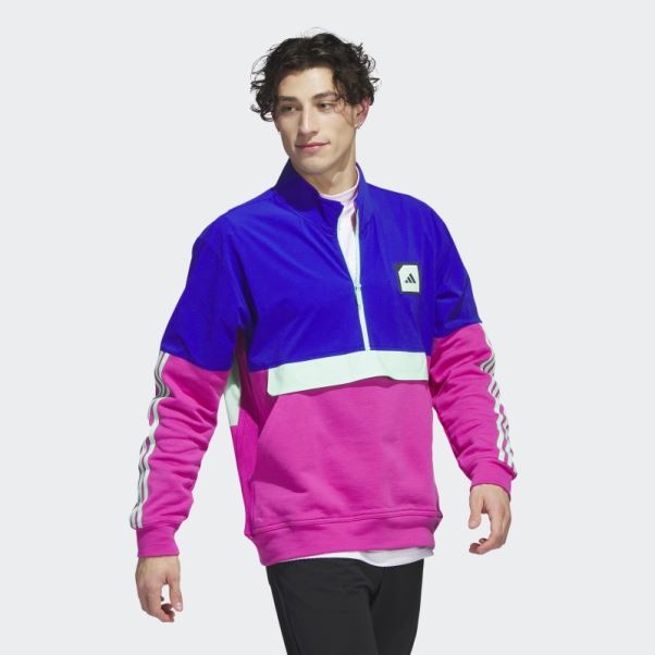 Anorak De Golf 1/2 Zip Adidas Adicross Bleu