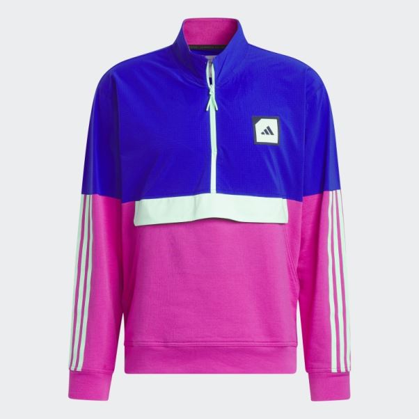 Anorak De Golf 1/2 Zip Adidas Adicross Bleu