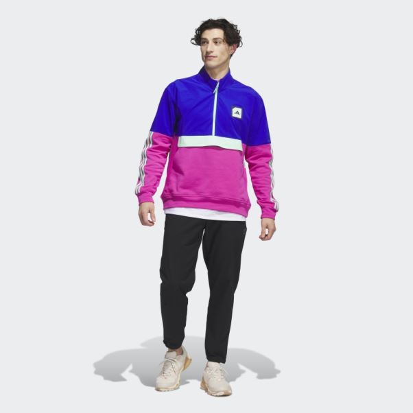 Anorak De Golf 1/2 Zip Adidas Adicross Bleu