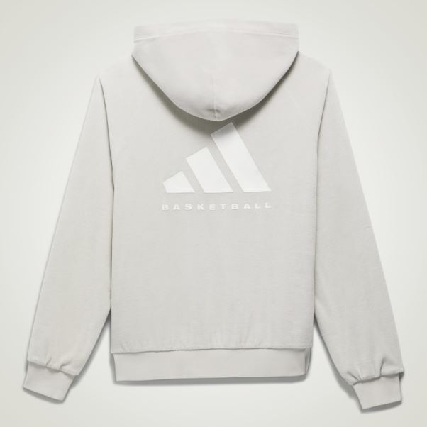 Sweat à Capuche Adidas Basketball En Velours Gris Métallisé