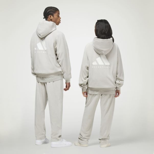 Sweat à Capuche Adidas Basketball En Velours Gris Métallisé