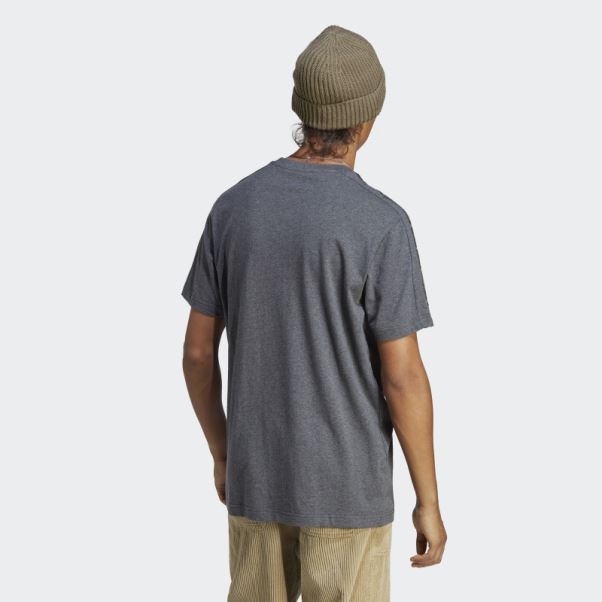 T-shirt à 3 Bandes En Jersey Adidas Essentials Gris Foncé Chiné