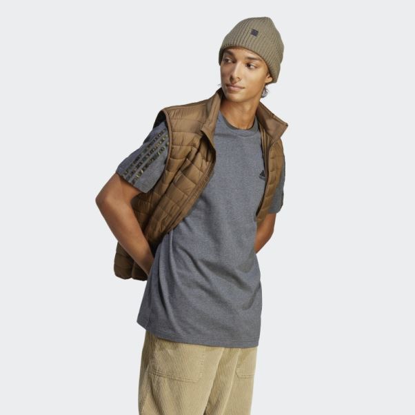 T-shirt à 3 Bandes En Jersey Adidas Essentials Gris Foncé Chiné