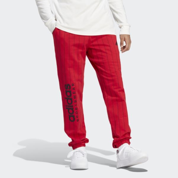 Pantalon De Jogging En Molleton à Fines Rayures Adidas Scarlet