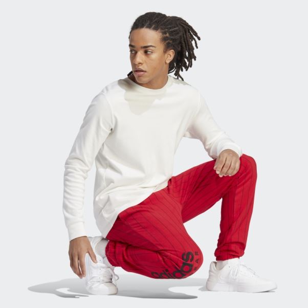 Pantalon De Jogging En Molleton à Fines Rayures Adidas Scarlet