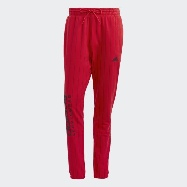 Pantalon De Jogging En Molleton à Fines Rayures Adidas Scarlet