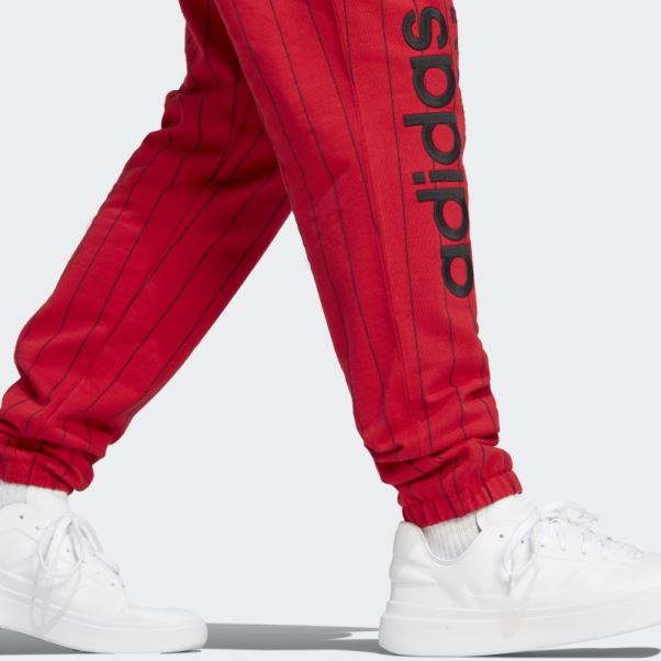 Pantalon De Jogging En Molleton à Fines Rayures Adidas Scarlet
