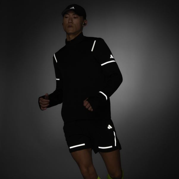 Adidas X-city Reflect At Night 1/2 Zip Manches Longues Haut Noir