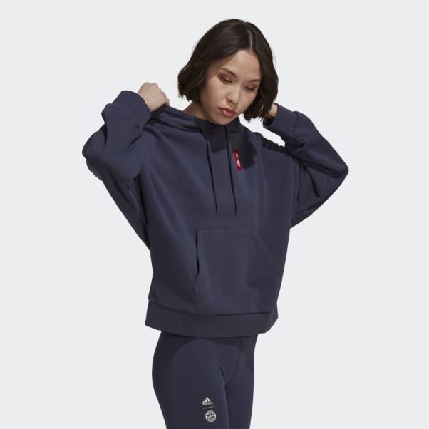 Sweat à Capuche Adidas Fc Bayern Adn Bleu Marine