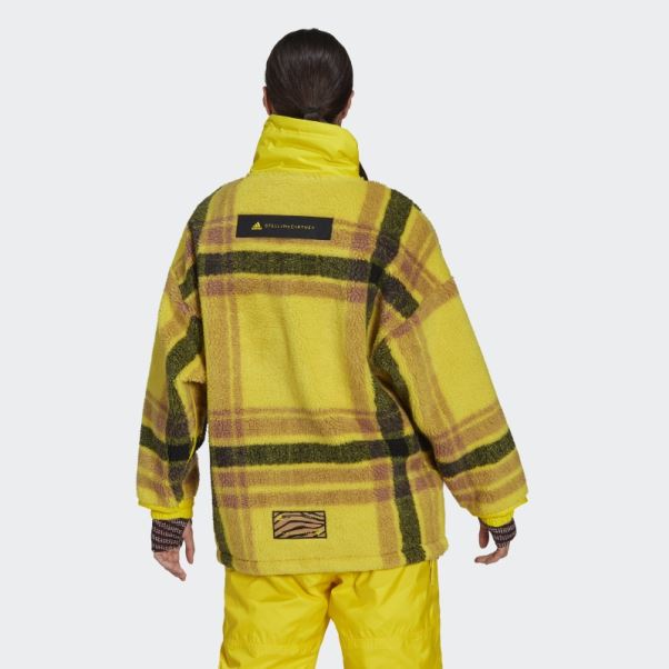 Adidas By Stella Mccartney Veste D'hiver Polaire Jacquard Jaune Chaud