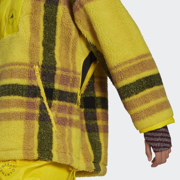 Adidas By Stella Mccartney Veste D'hiver Polaire Jacquard Jaune Chaud