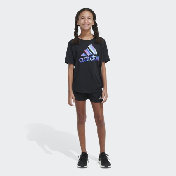 Adidas T-shirt Ample Noir Noué Sur Le Devant