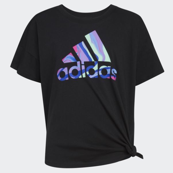 Adidas T-shirt Ample Noir Noué Sur Le Devant