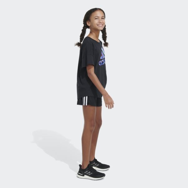 Adidas T-shirt Ample Noir Noué Sur Le Devant
